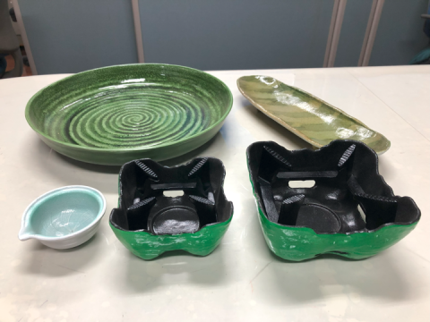 【送料無料】陶器風アルミ製食器5点