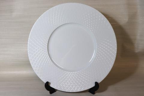 【送料無料】白磁30cmダイヤカットサービングプレート(KO180)