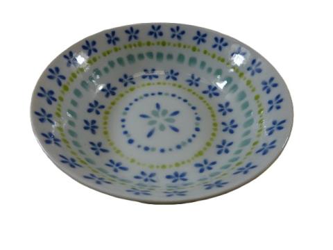 【送料無料】　美濃焼葦　ブルーフラワーサークル14.5cmボール（約330cc）