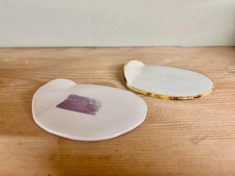 【送料無料】窯変２彩ひねり楕円銘々皿　2種アソート　12.3ｘ10ｘ1.8ｃｍ