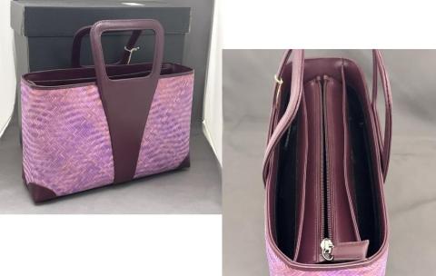 【送料無料】竹製手提げバッグ　横幅32× 縦12× 高さ（鞄）21cm